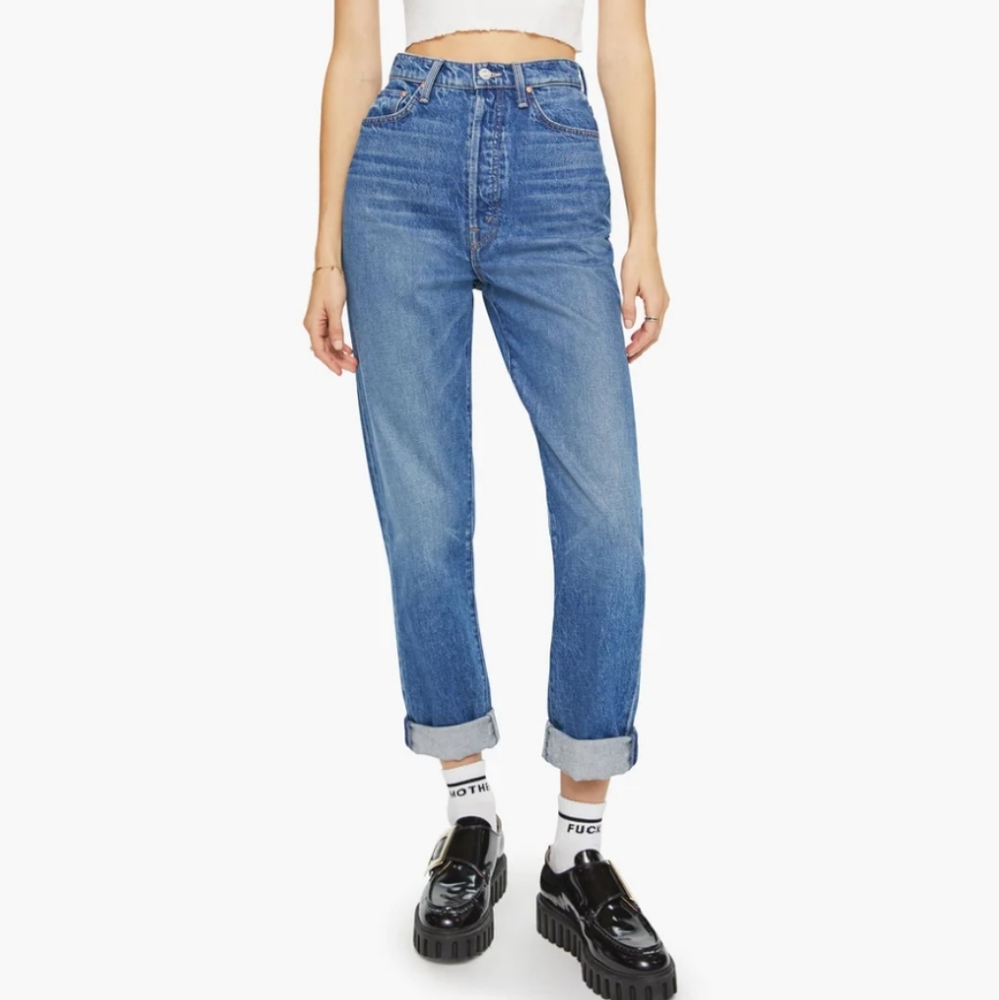 Mother Superior high waist tune up hover cuff jeans